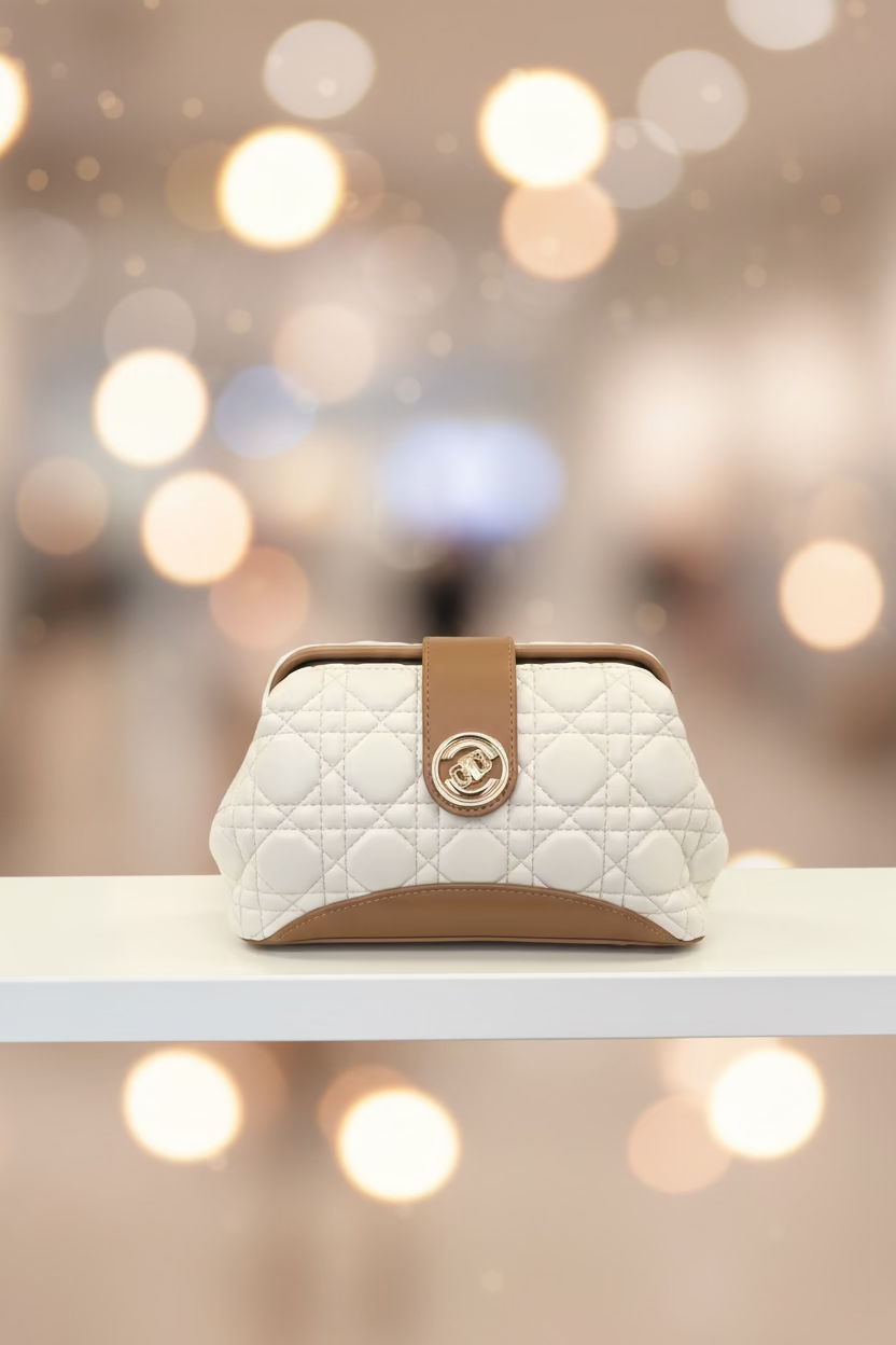 The JANI &amp; TINO Quilted Clutch Crossbody - Cream &amp; Tan