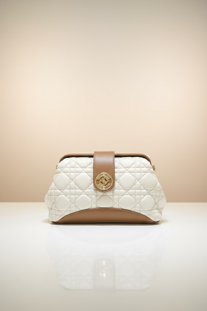 The JANI &amp; TINO Quilted Clutch Crossbody - Cream &amp; Tan