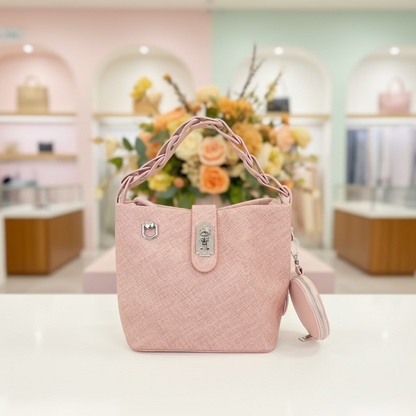 The JANI &amp; TINO Braided Bucket Bag - Blush Pink