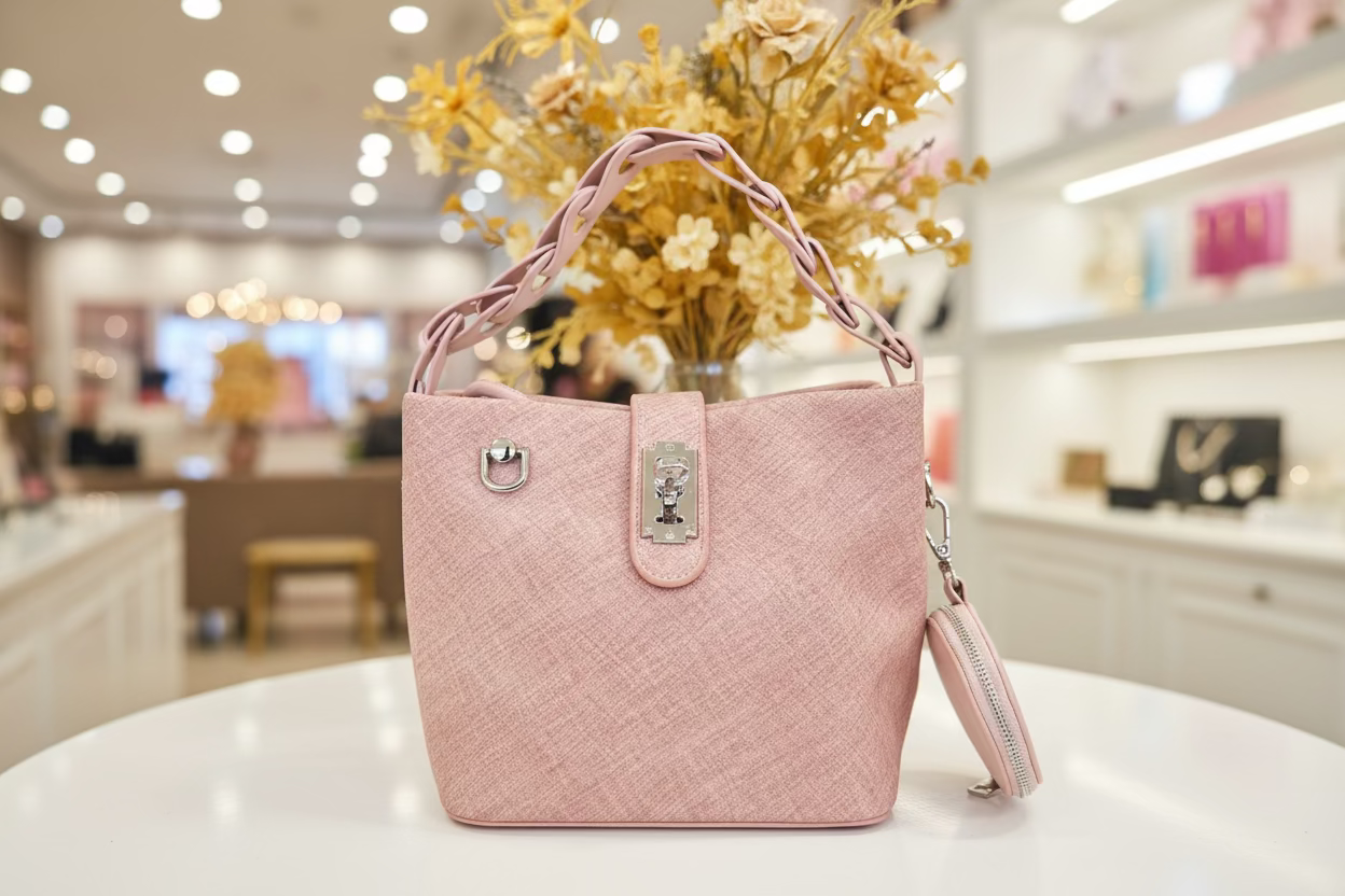 The JANI &amp; TINO Braided Bucket Bag - Blush Pink