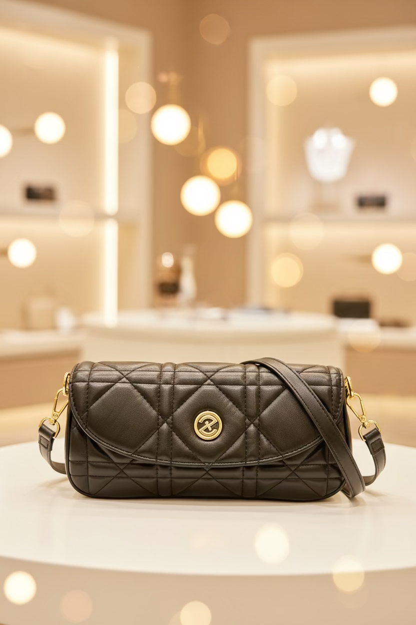 The JANI &amp; TINO Quilted Cylinder Crossbody - Black