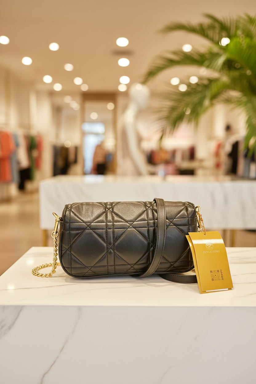 The JANI &amp; TINO Quilted Cylinder Crossbody - Black