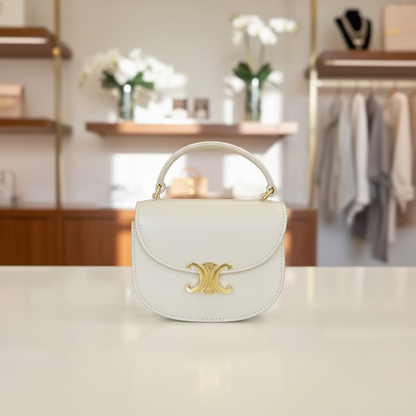 The Parisian Chic Triomphe Mini Top-Handle Bag - Cream
