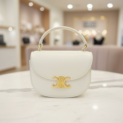 The Parisian Chic Triomphe Mini Top-Handle Bag - Cream