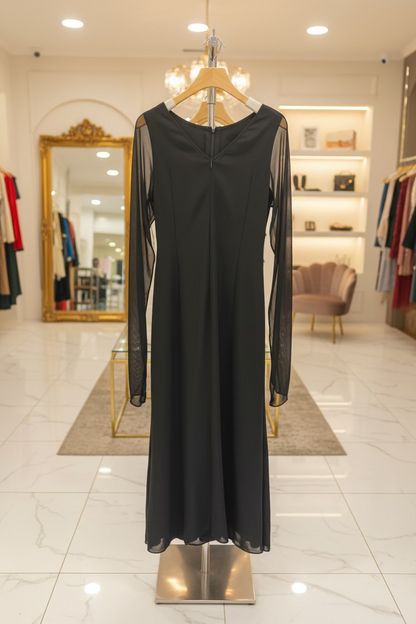 The Draped Chiffon Cape Maxi Dress - Old Money Elegance