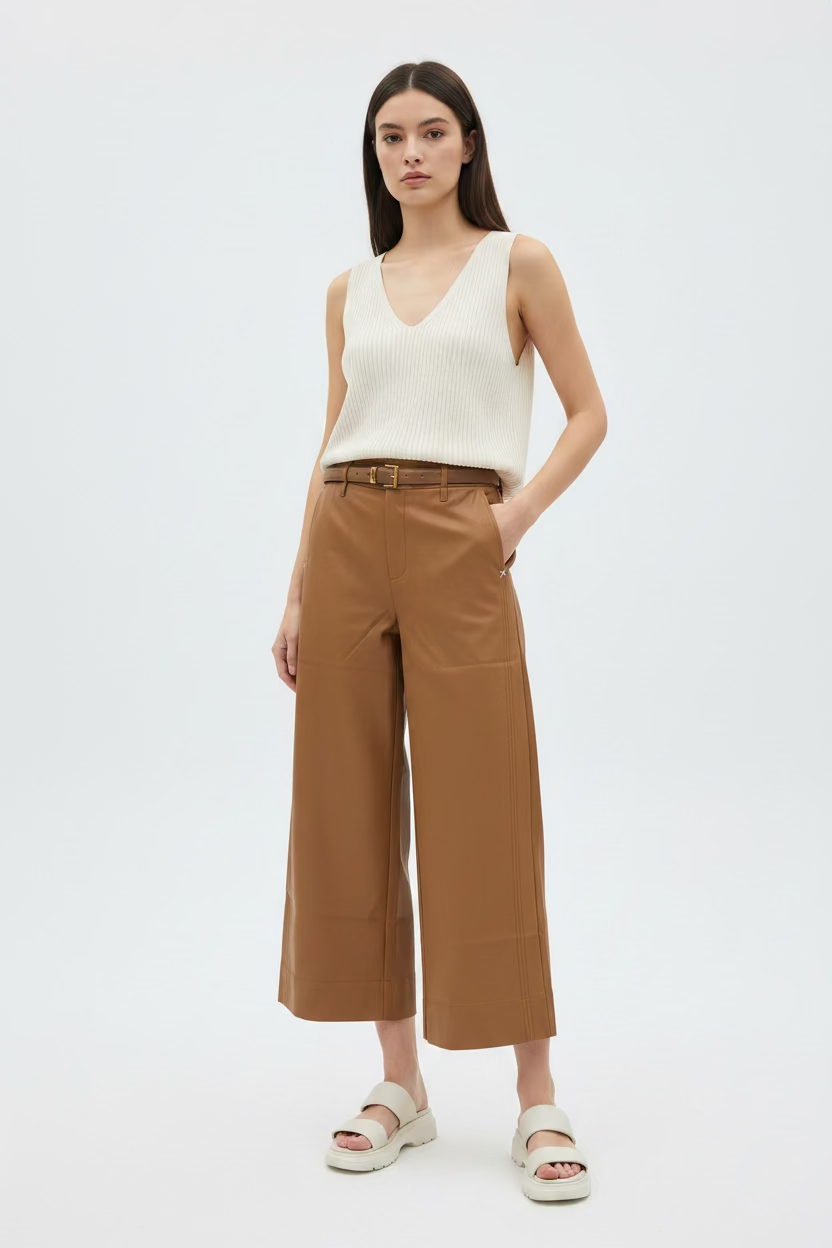 Loewe Old Money Wide Culotte Pant with Belt - Premium Cotton Blend