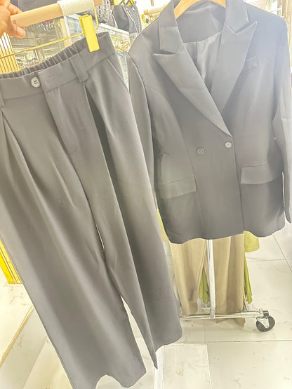 AZGAD - Premium Double-Breasted Power Suit Set | Blazer + Wide-Leg Trousers