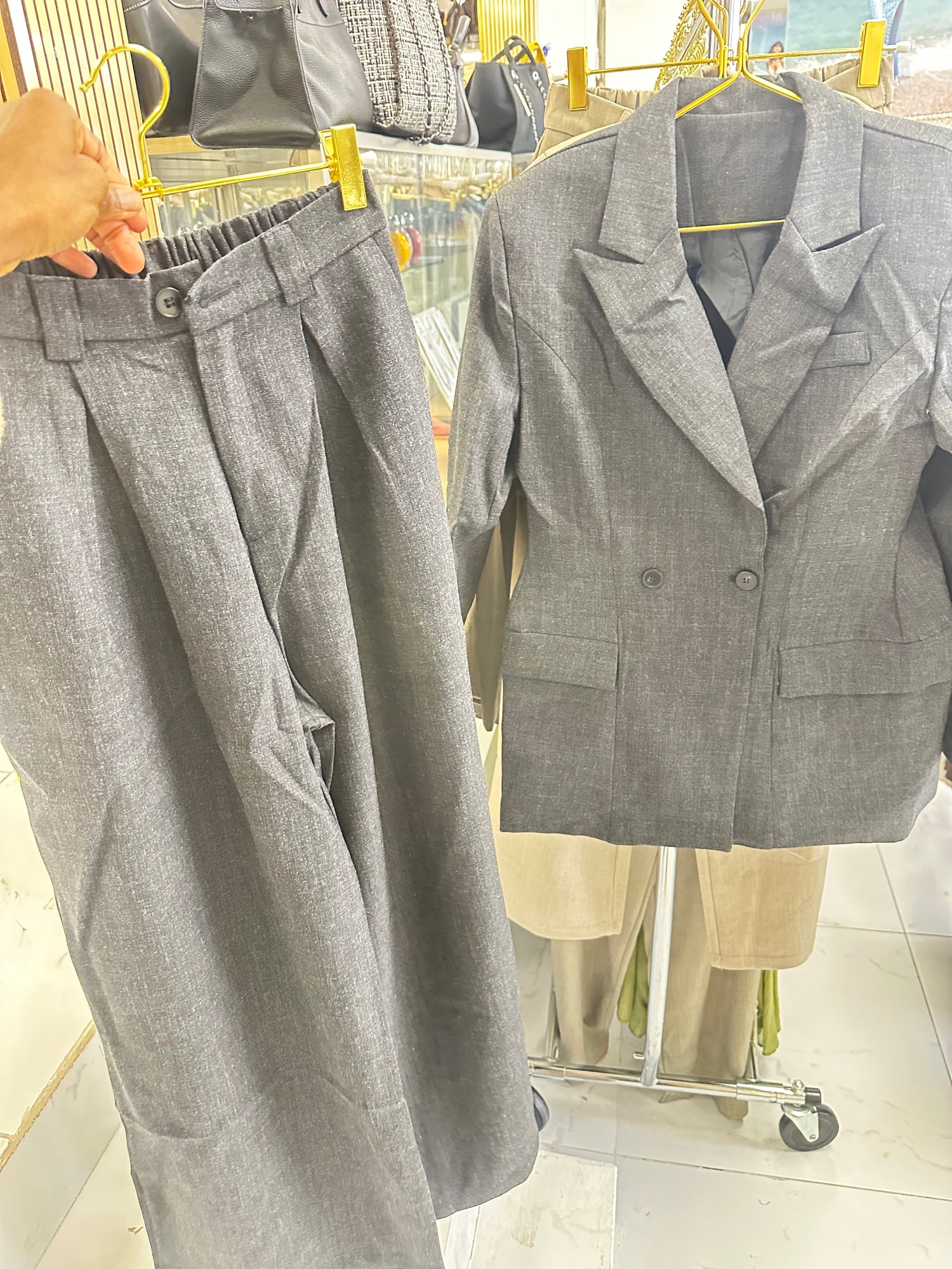 AZGAD - Premium Double-Breasted Power Suit Set | Blazer + Wide-Leg Trousers