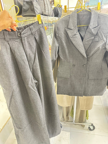 AZGAD - Premium Double-Breasted Power Suit Set | Blazer + Wide-Leg Trousers