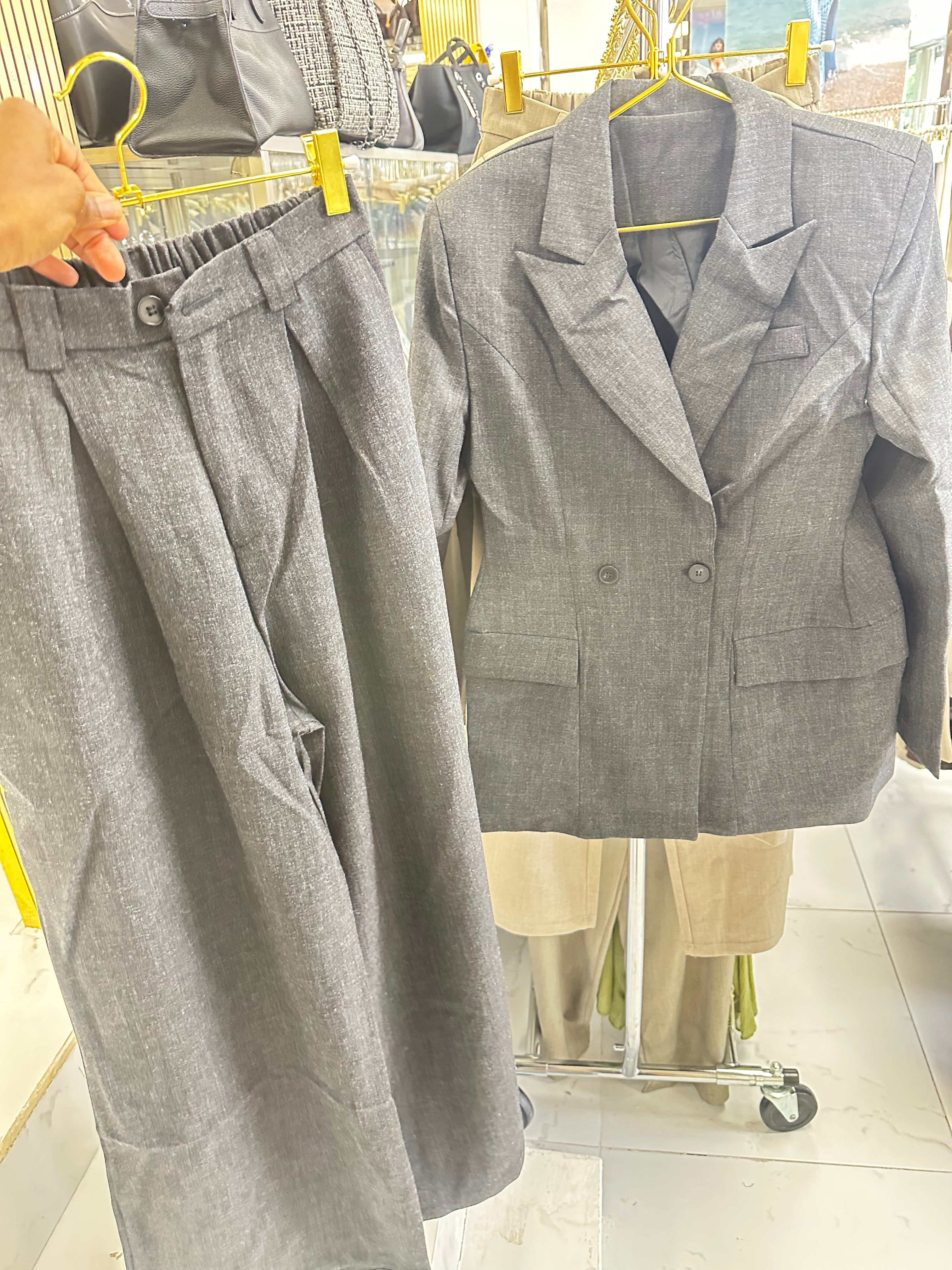 AZGAD - Premium Double-Breasted Power Suit Set | Blazer + Wide-Leg Trousers