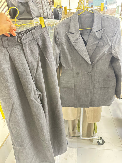 AZGAD - Premium Double-Breasted Power Suit Set | Blazer + Wide-Leg Trousers