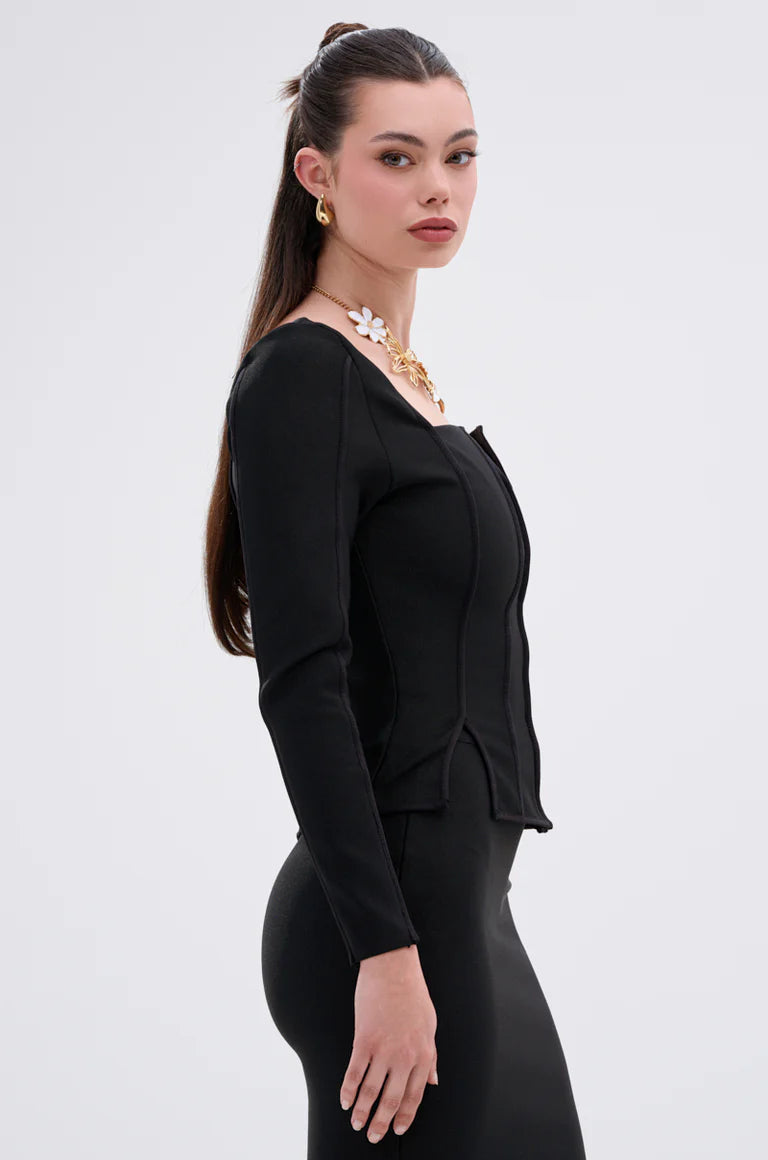 Jessie Bandage Zip Up Blouse