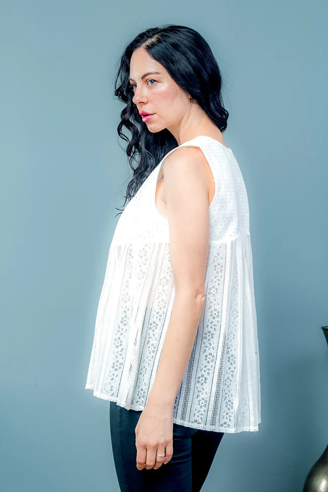 Lace Open Front Vest with Tie Front Closure