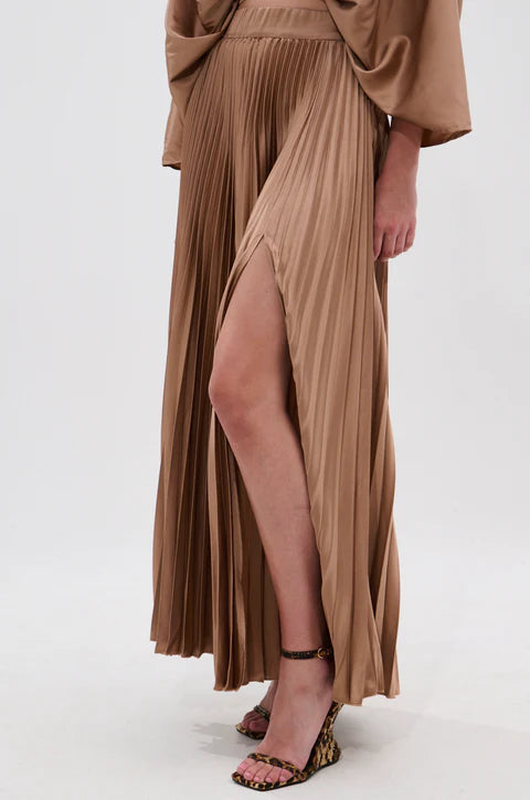 Millie Mocha Mousse Satin Maxi Skirt