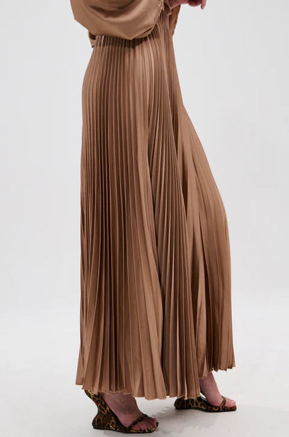 Millie Mocha Mousse Satin Maxi Skirt