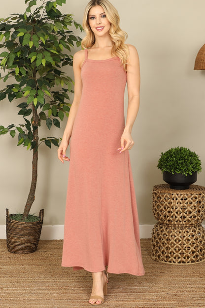 Mauve Spaghetti Strap Maxi Dress