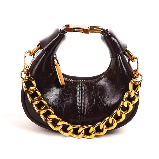 Mini black leather bag