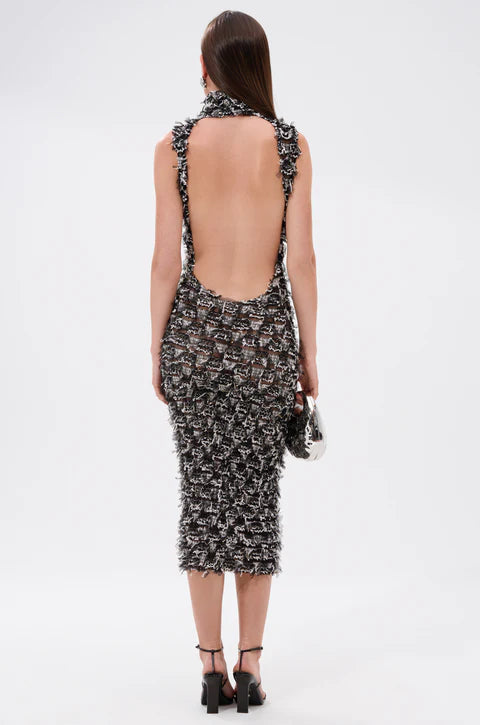 Next Up Shredded Mesh Midi Dress