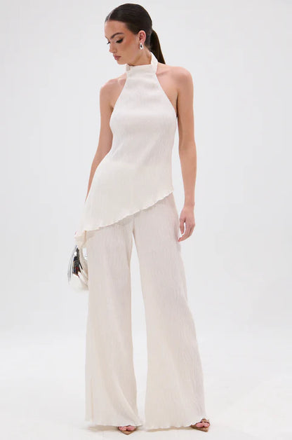 Olivia Plisse Pants in White