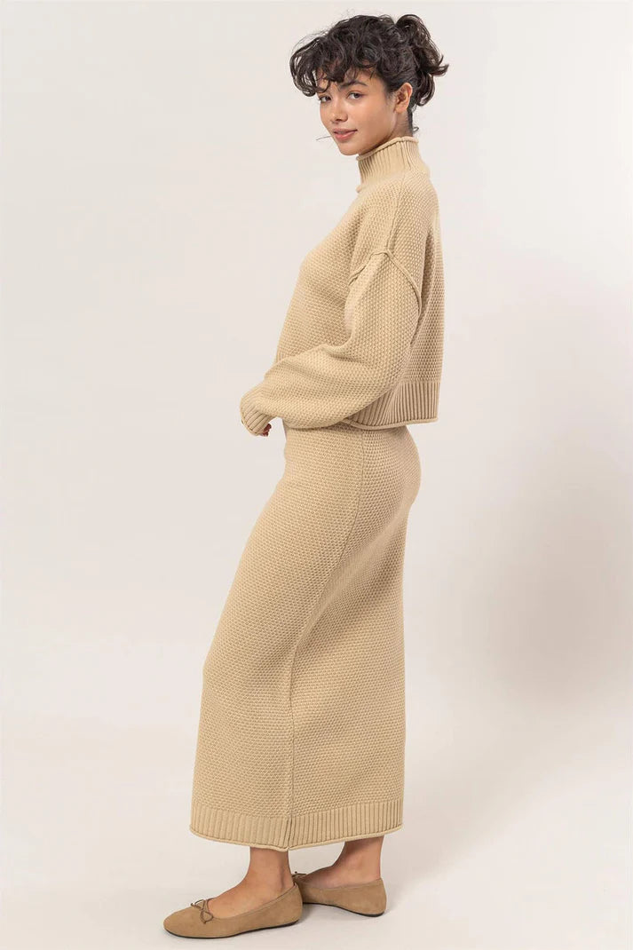 High-Waist Midi Skirt Knit
