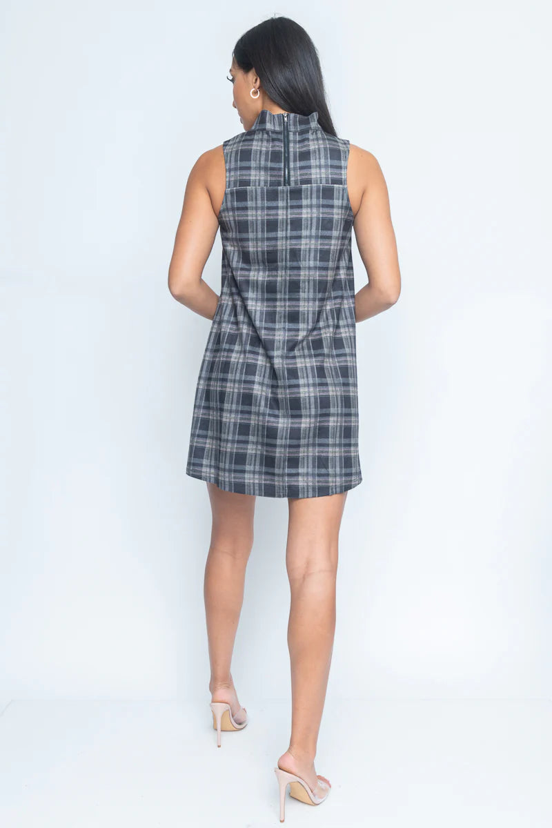 Plaid Sleeveless Tunic Mini Dress*
