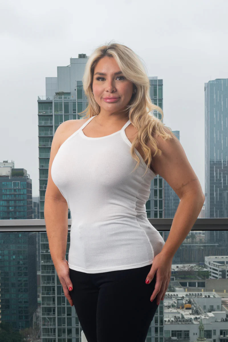 Plus Size Slim Fit Round Neck Racer Back Tank Top