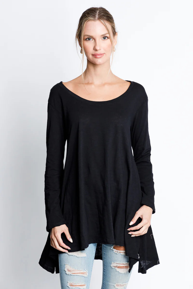 Prety Play Color Round Neck Long Sleeve Top