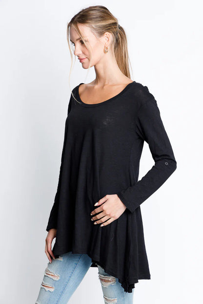 Prety Play Color Round Neck Long Sleeve Top
