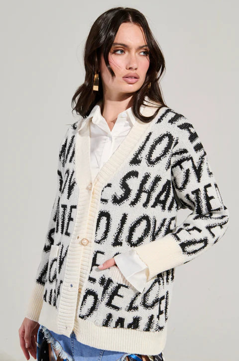 Printed Love Cardigan