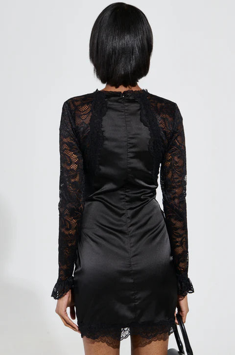 Satin Lace Mini Dress
