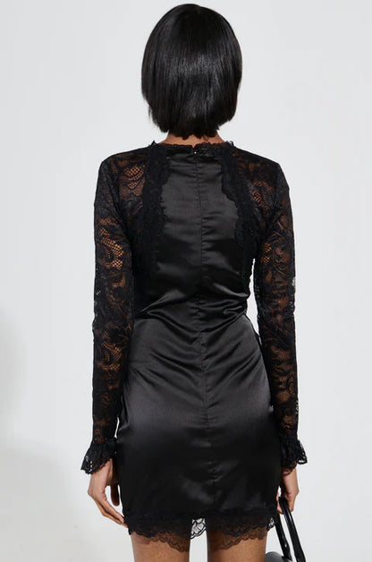 Satin Lace Mini Dress