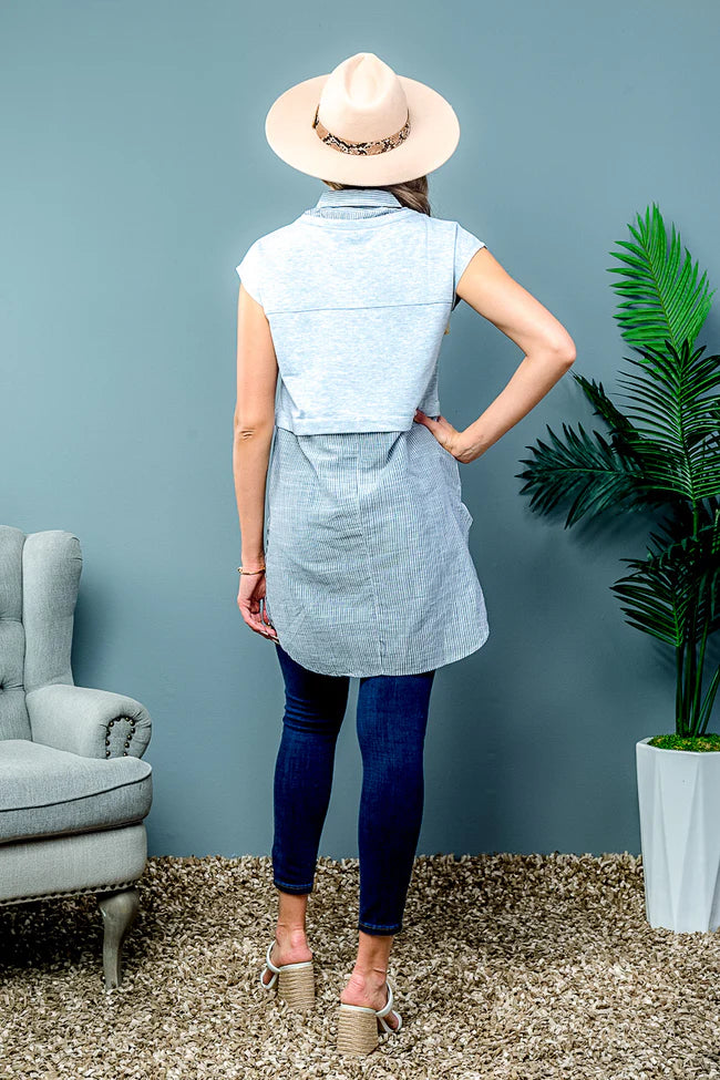 Short Sleeve Bohemian Style Stripped Tunic Top