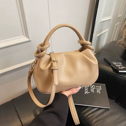 TOP HANDLE FAUX LEATHER CROSSBODY BAG