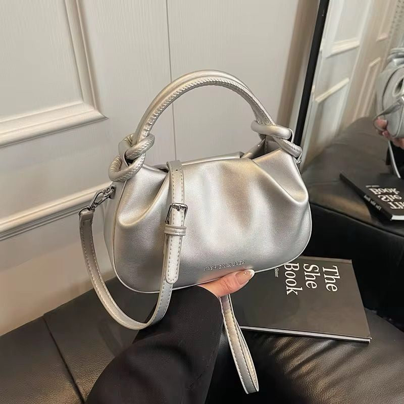 TOP HANDLE FAUX LEATHER CROSSBODY BAG