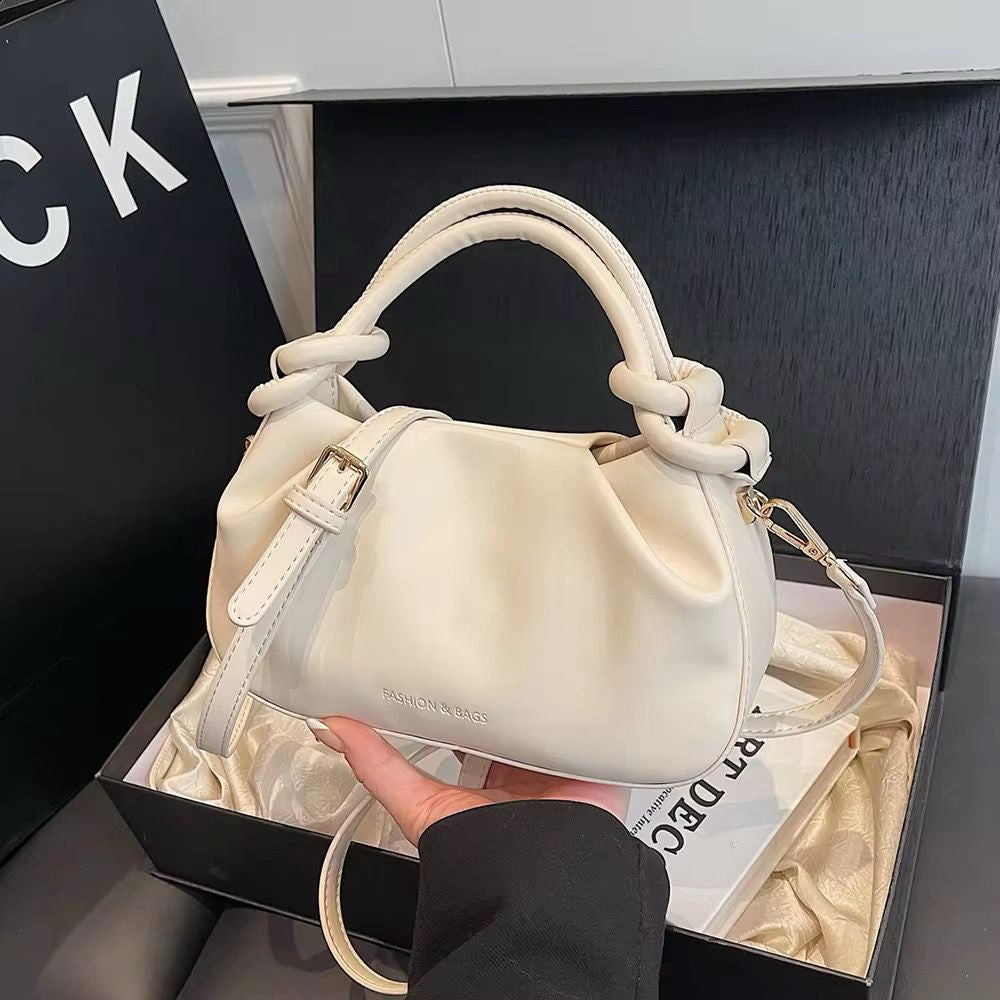 TOP HANDLE FAUX LEATHER CROSSBODY BAG