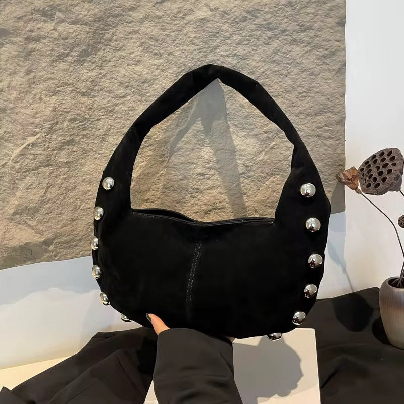 WOMEN HOBO BAG STUDDED SLOUCHY BAG