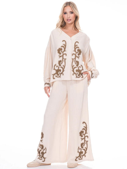 Women’s Long Sleeve Embroidered Blouse