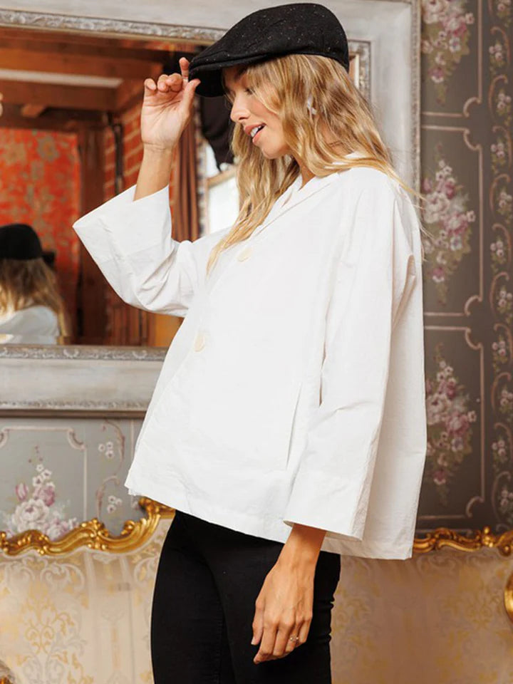 Women's Long Sleeve Button Closure Front Pockets Blazer