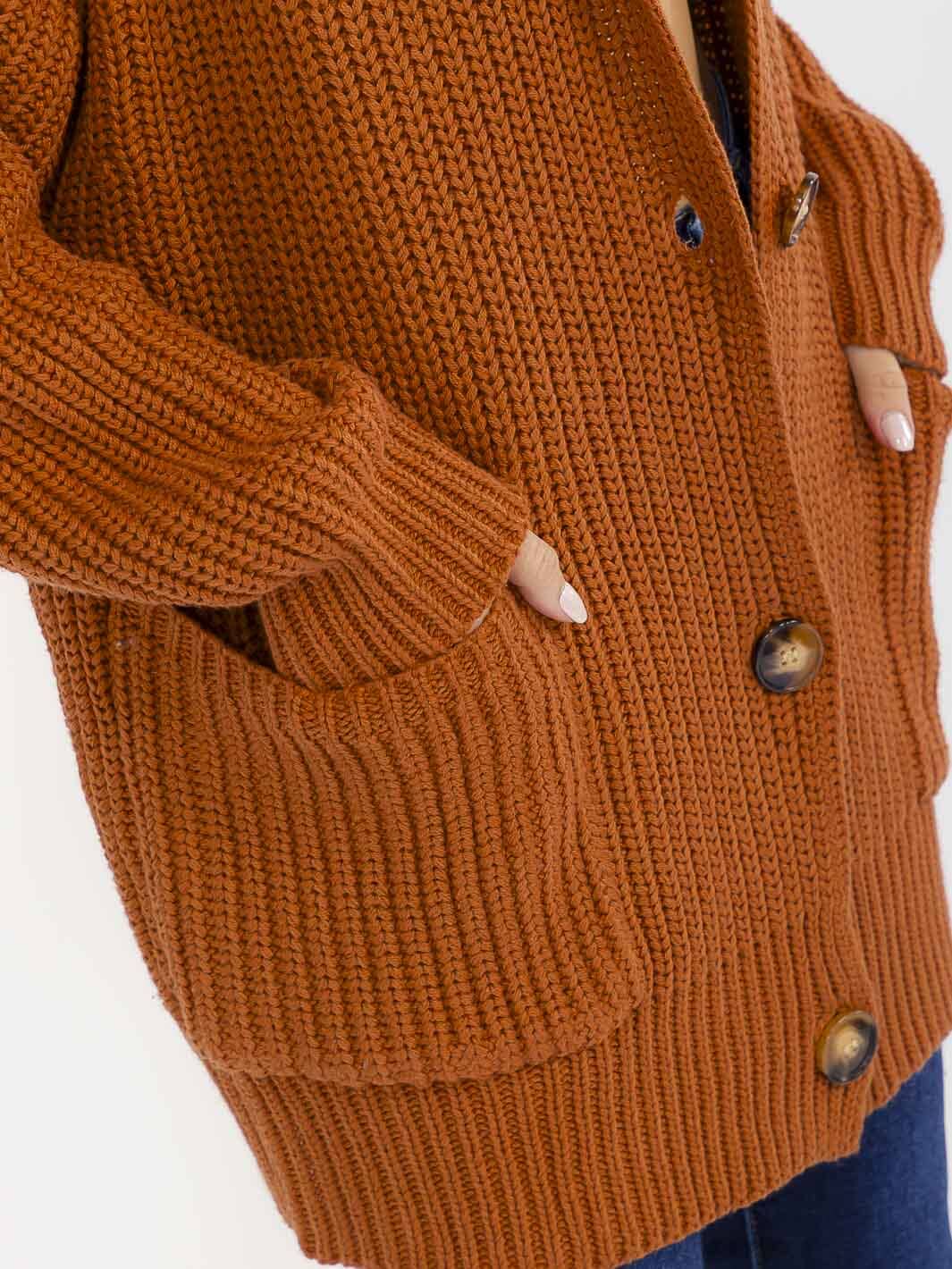 Womens Long Sleeve Button Closure Ribbed Cardigan
