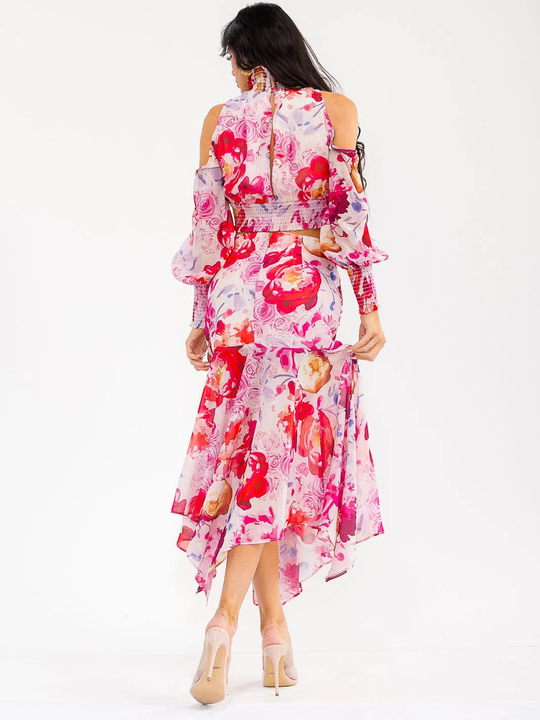 Women’s Long Zip-Up Maxi Skirt in Floral Print