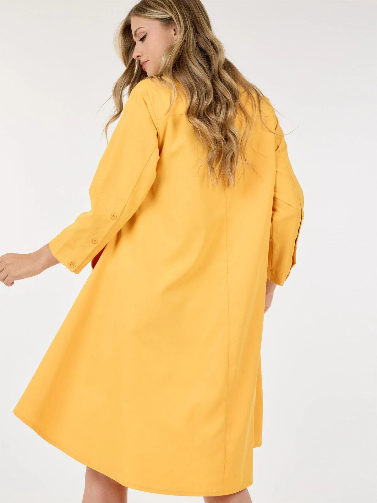 Women's Long Sleeve High Low Pockets Embroidery Detailed Mini Dress