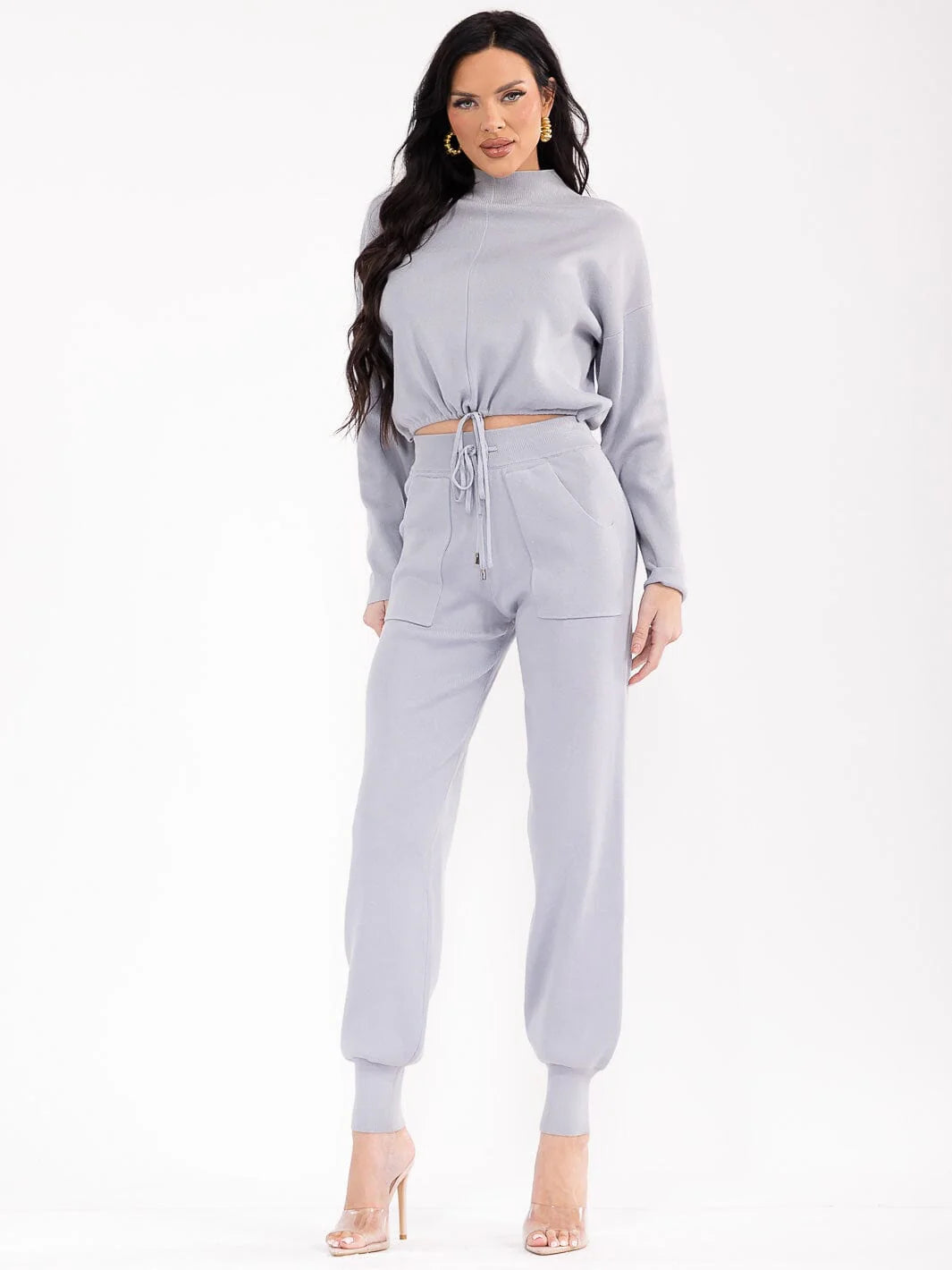 Women's Elastic Waist Pants Ribbed Tie