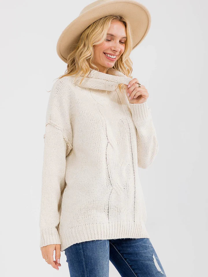 Women's Long Sleeve Turtle Neck Knit Pullover Sweater