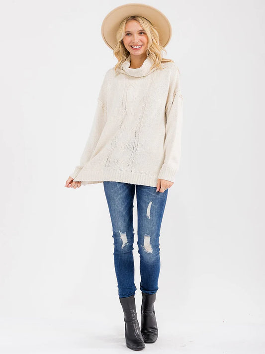 Women's Long Sleeve Turtle Neck Knit Pullover Sweater