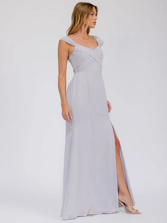 Women's Sleeveless Detailed Front Slit Maxi Gown Dress