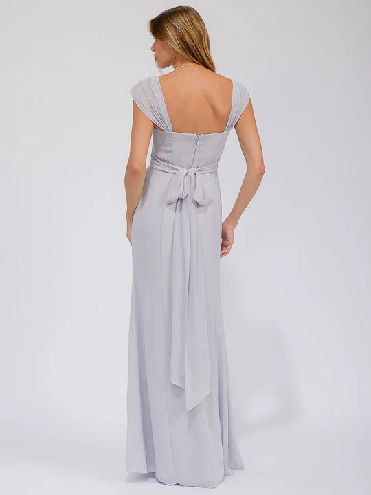 Women's Sleeveless Detailed Front Slit Maxi Gown Dress