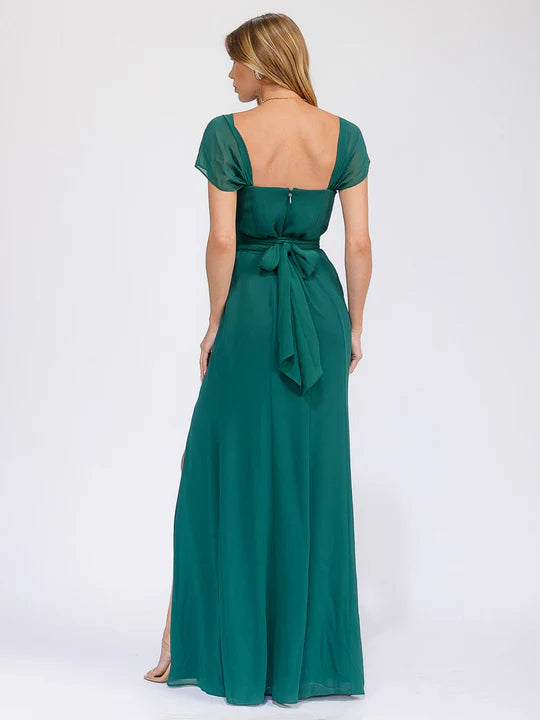 Women's Sleeveless Detailed Front Slit Maxi Gown Dress