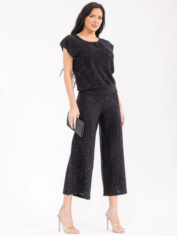 Women’s Elastic Waist Pants Sequin Detailed