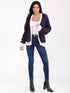 Womens Long Sleeve Open Front Colorblock Knit Cardigan