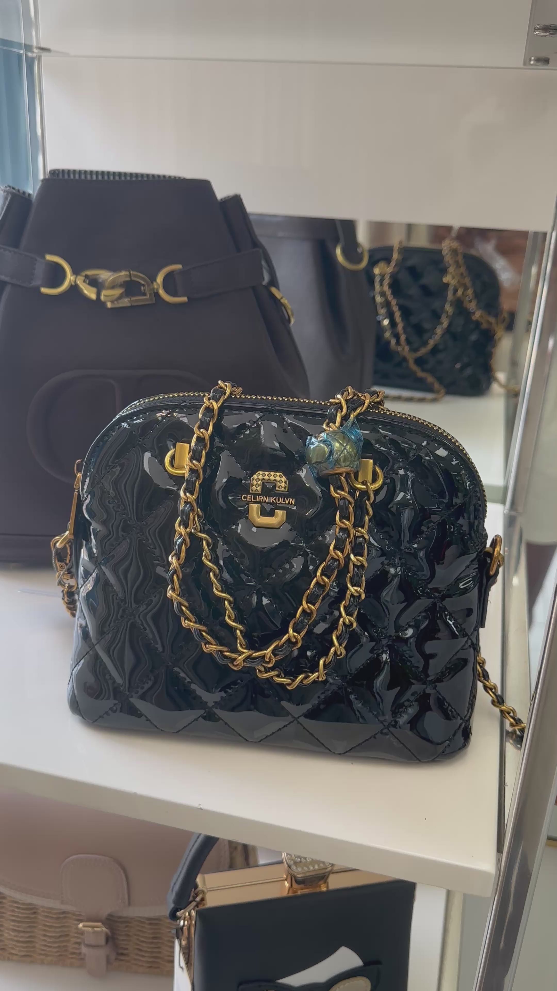 The "After Hours" Patent Dome Crossbody